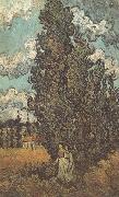 Vincent Van Gogh Cypresses and Two Women (nn04) Spain oil painting reproduction
